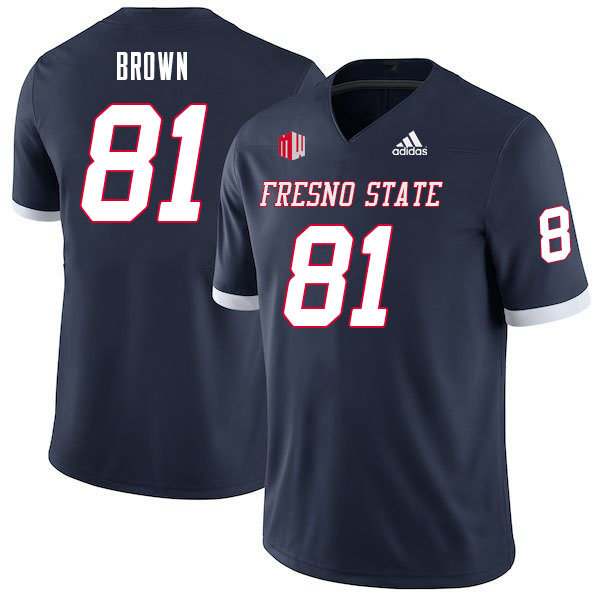 Men #81 Jordan Brown Fresno State Bulldogs College Football Jerseys Sale-Navy